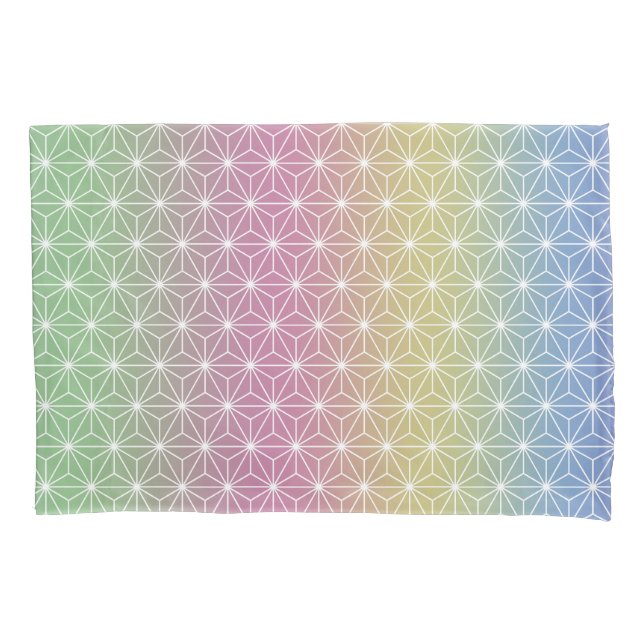 Funda De Cojín Pastel de arcoiris tradicional japonés Asanoha (Anverso)