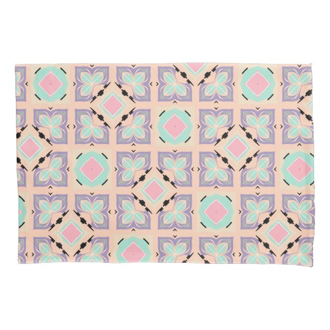 Funda De Cojín Pastel Geometric Tile Pattern | Pink Mint Purple  (Anverso)