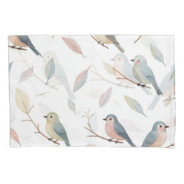 Funda De Cojín Pastel Songbirds Acuarela Pillowcase