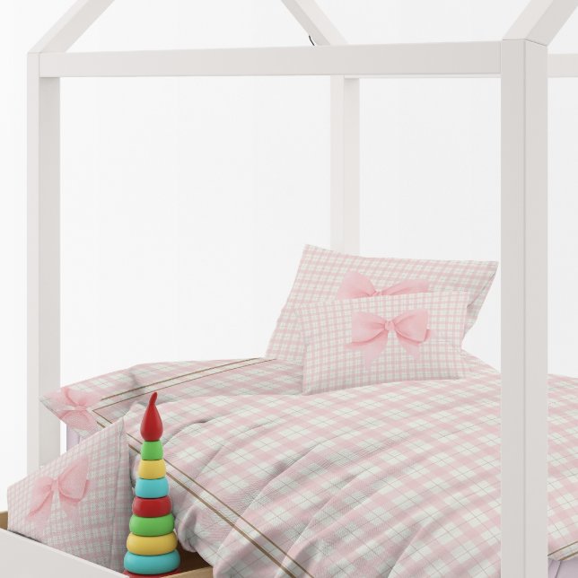 Funda De Cojín Pastoreo rosa dulce dulce de crema de cerda (Pink Cute Sweet Plaid Girly Bow Nursery Pillow Case)