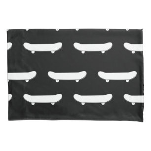 Funda De Cojín Patines blancos Monocromáticos de Skater Negro Ur