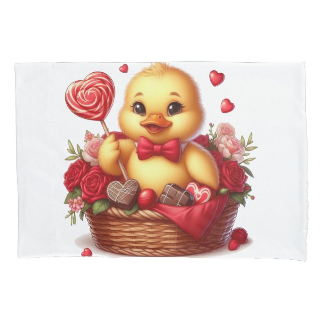 Funda De Cojín Pato El día de San Valentín cúrito/blanco (Anverso)