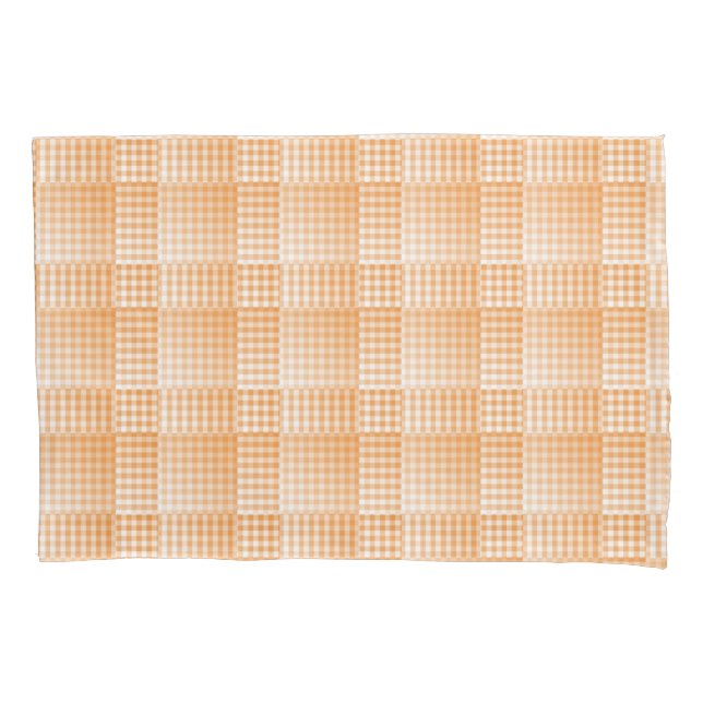Funda De Cojín Patrón abstracto de cuadros blancos y naranjas (Anverso-izquierdo)
