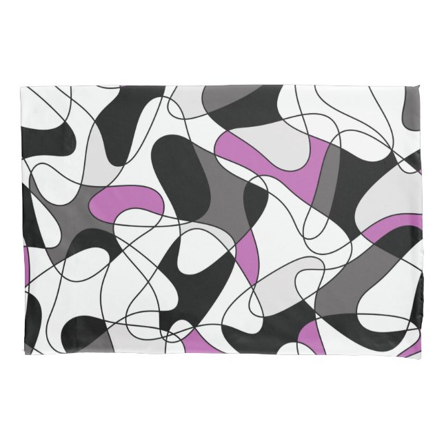 Funda De Cojín Patrón abstracto - gris y morado. (Anverso)