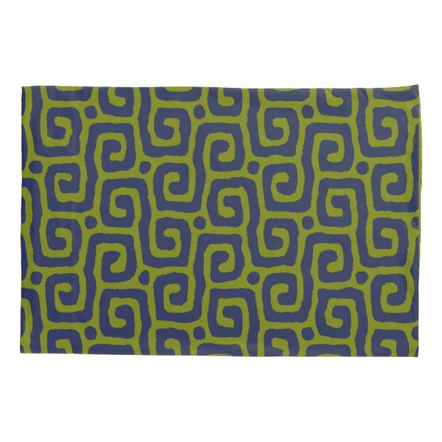 Funda De Cojín patrón abstracto moderno verde y azul (Reverso)