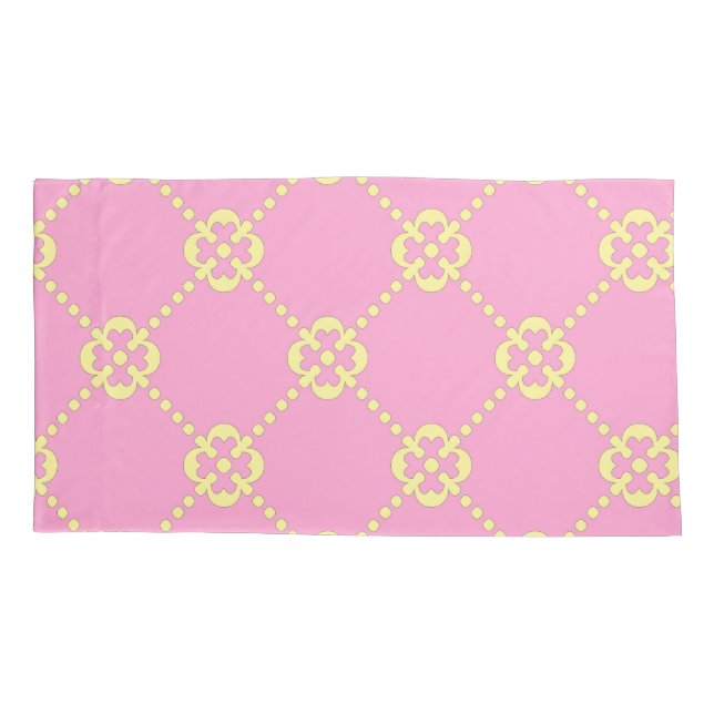 Funda De Cojín Patrón abstracto rosa y amarillo (Reverso)