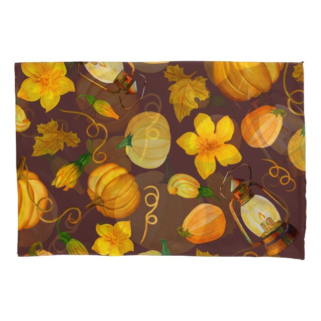 Funda De Cojín Patrón acuarela de otoño de la cosecha de calabaza (Anverso)