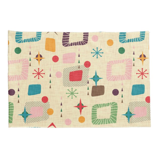 Funda De Cojín Patrón atómico de los años 50 (Reverso-derecho)