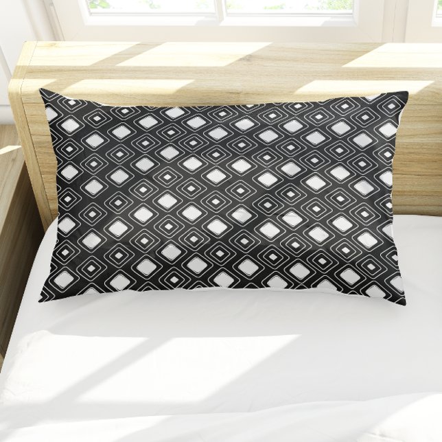 Funda De Cojín Patrón Azteca Tribal de Boho Negro (Boho Black Tribal Geometric Aztec Pattern Pillow Case)