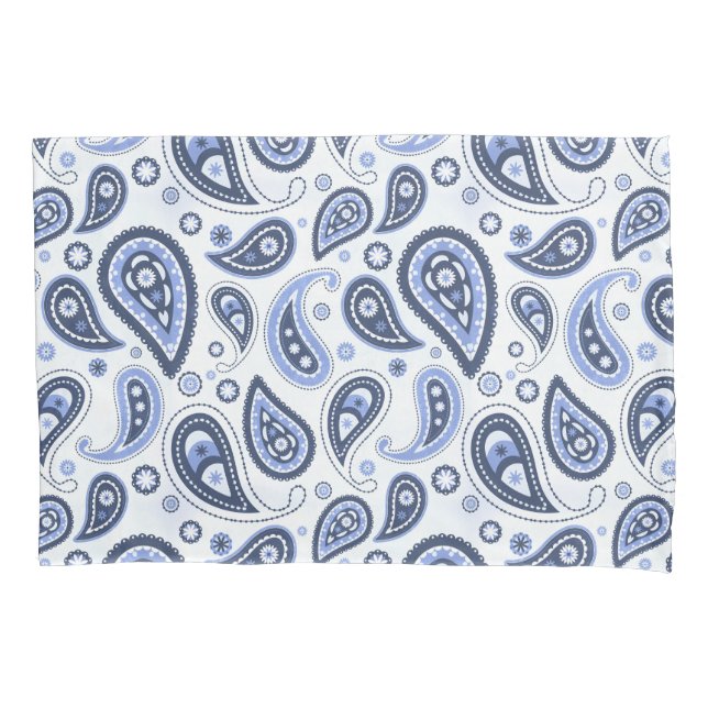Funda De Cojín Patrón azul paisley (Anverso-izquierdo)
