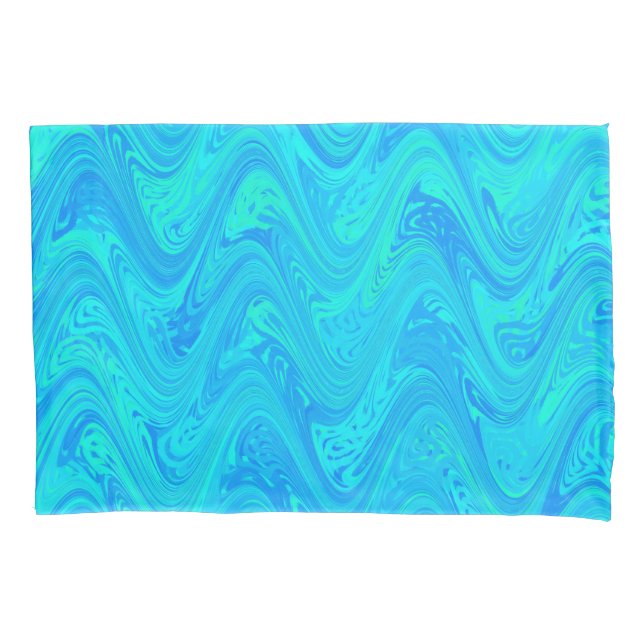 Funda De Cojín Patrón azul verde marmoleado (Anverso)