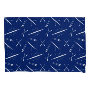 Funda De Cojín Patrón azul y blanco de los barcos de remo y de la