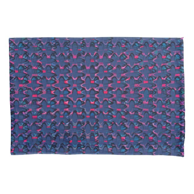 Funda De Cojín Patrón azul y rosa retro (Anverso)