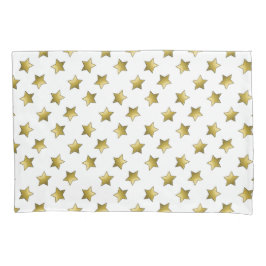Funda De Cojín Patrón blanco elegante de estrellas doradas