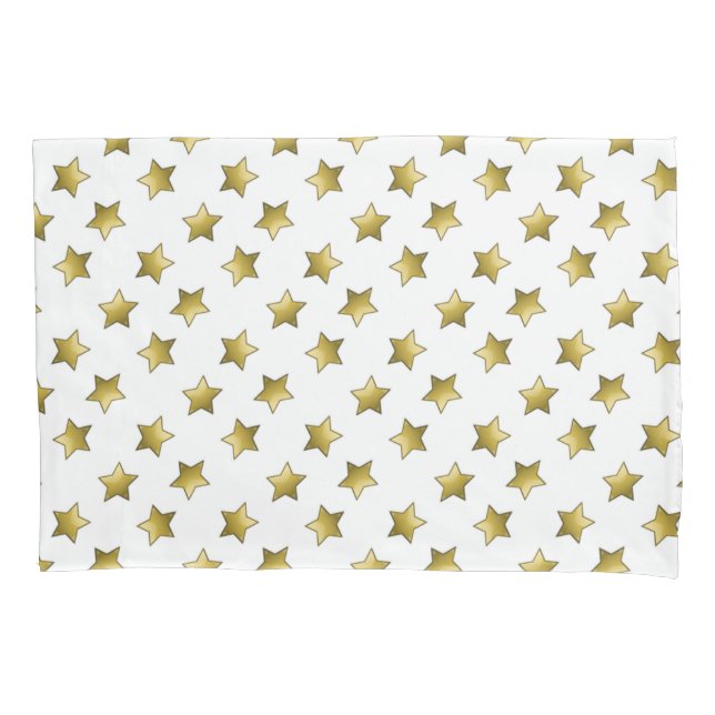 Funda De Cojín Patrón blanco elegante de estrellas doradas (Anverso)