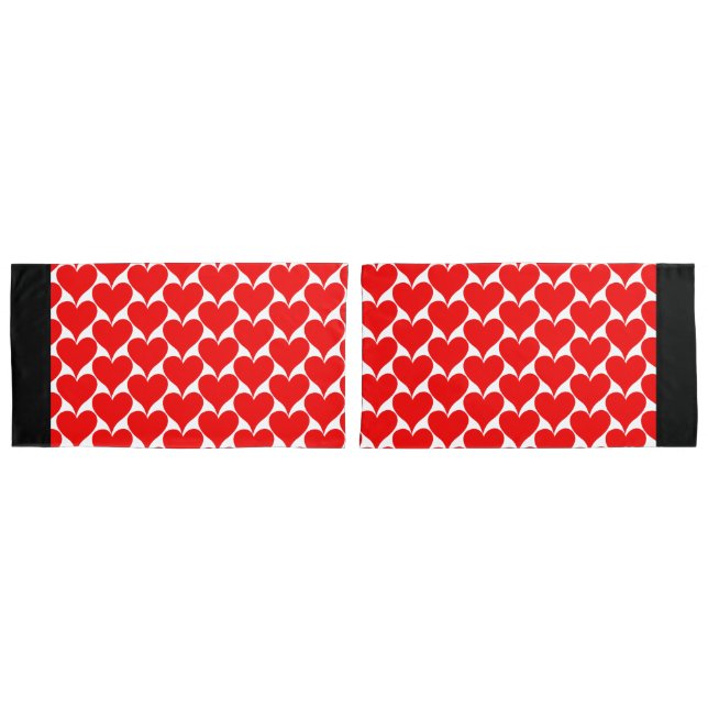 Funda De Cojín Patrón blanco negro de los corazones rojos grandes (Anverso - Set)