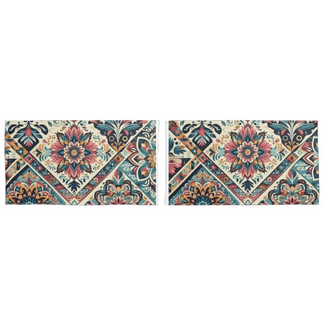 Funda De Cojín Patrón BOHO Pareja Tamaño Rey (Anverso - Set)