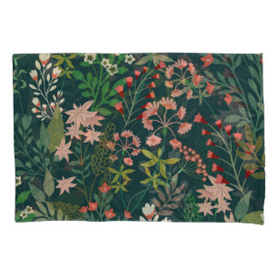 Funda De Cojín Patrón Botánico de Flores Oscuras Sin Marea