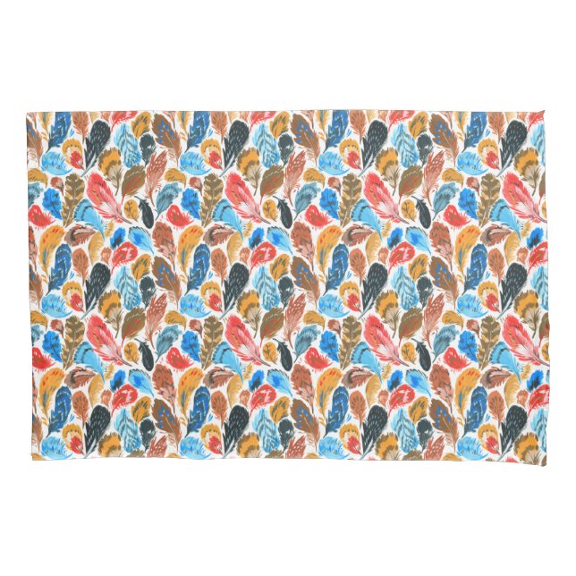 Funda De Cojín Patrón brillante con plumas de pájaro (Anverso)