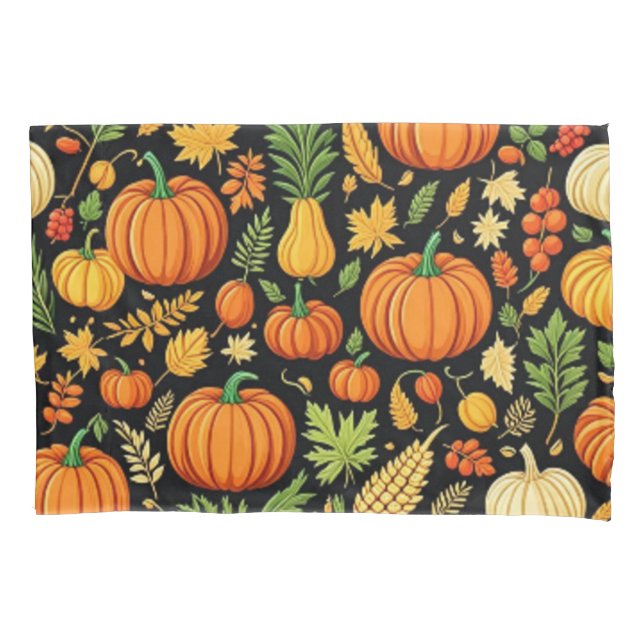 Funda De Cojín Patrón calabaza Día de cosecha Otoño (Anverso)