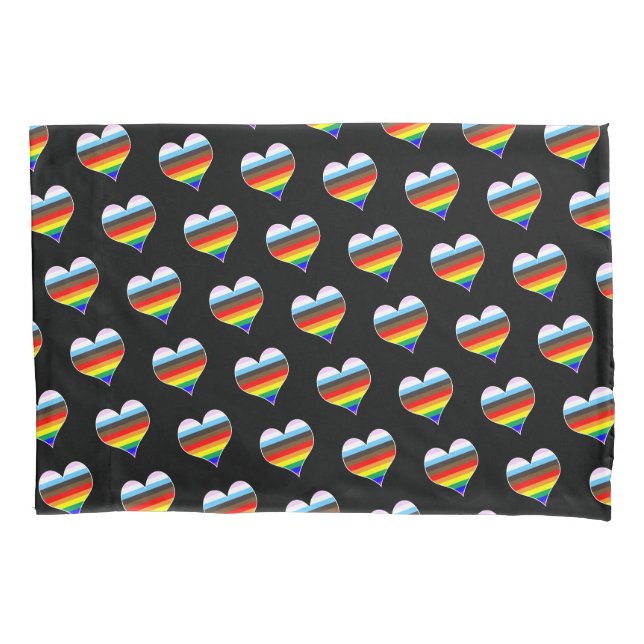 Funda De Cojín Patrón cardíaco arcoiris (Anverso)