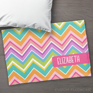 Funda De Cojín Patrón Chevron de moda bloque de nombres grande co