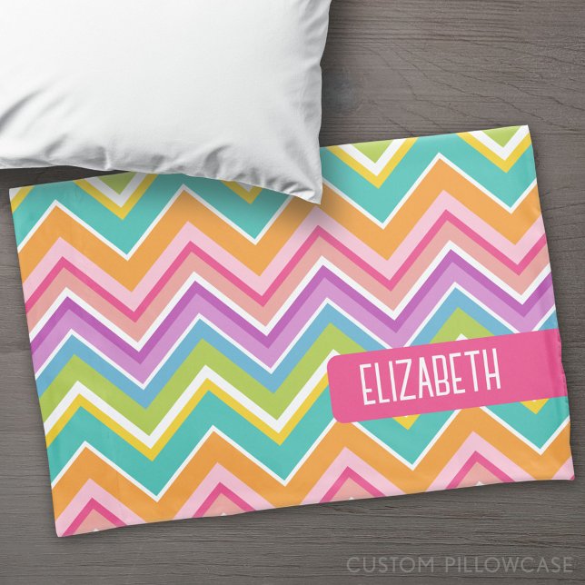 Funda De Cojín Patrón Chevron de moda bloque de nombres grande co (Custom Pillowcase)
