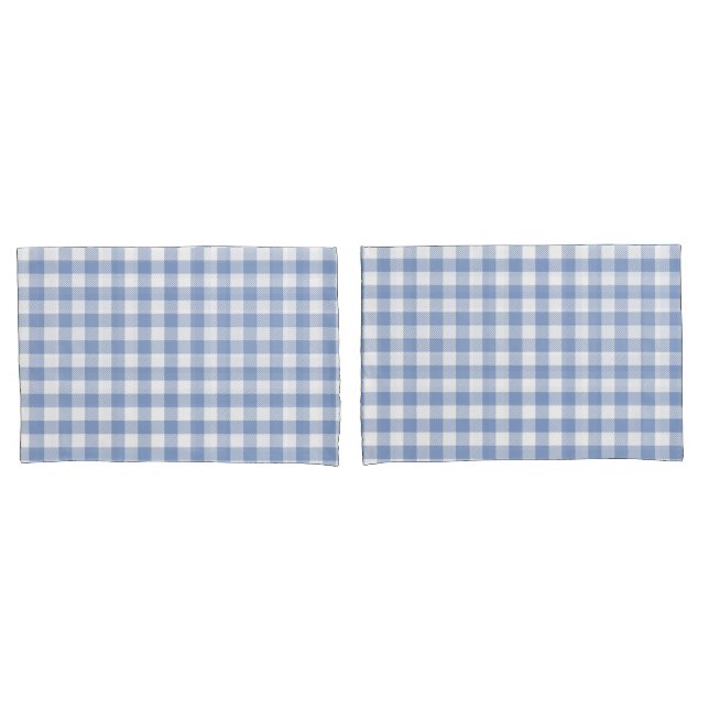 Funda De Cojín Patrón clásico de Gingham azul comprobado (Anverso - Set)
