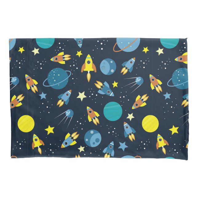 Funda De Cojín Patrón Colorido con Tema Espacial (Anverso)