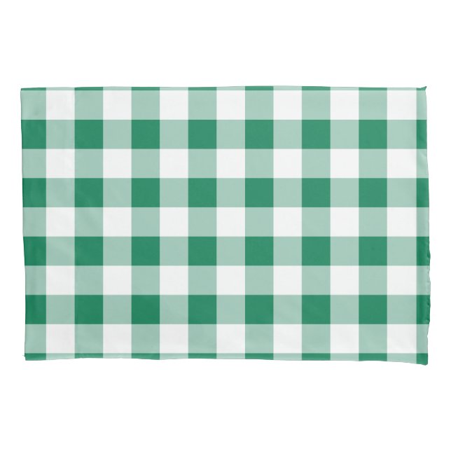 Funda De Cojín Patrón continuo de gingham verde clásico (Anverso)