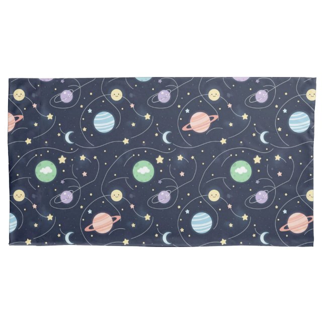 Funda De Cojín Patrón continuo de planetas del sistema solar (Anverso)