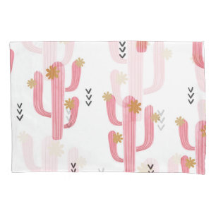 Funda De Cojín Patrón de acuarela de cactus rosados