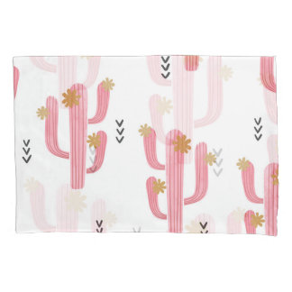 Funda De Cojín Patrón de acuarela de cactus rosados