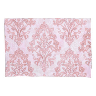 Funda De Cojín Patrón de acuarela victoriano de damasco rosa boni