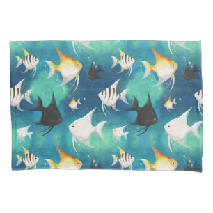 Funda De Cojín Patrón de acuario de peces angulares