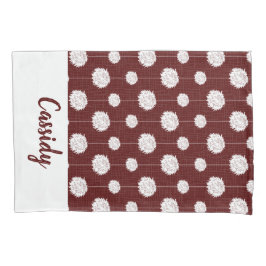 Funda De Cojín Patrón de animador maroon Pom Pom