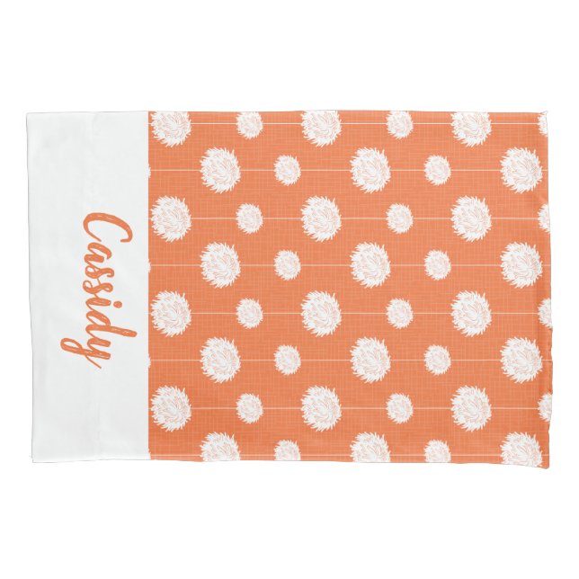 Funda De Cojín Patrón de animador naranja Pom Pom (Anverso)