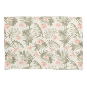 Funda De Cojín Patrón de árbol de palmas hisbiscus tropical