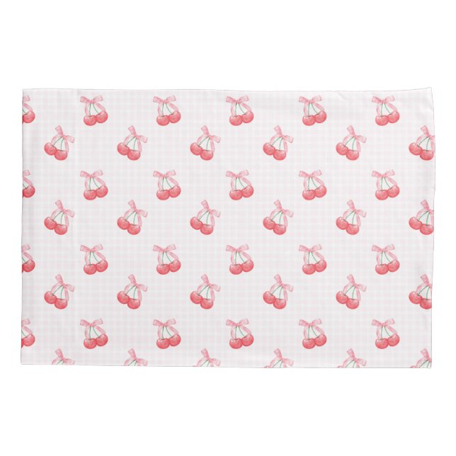 Funda De Cojín Patrón de arco de cerezas de Coquette (Reverso)