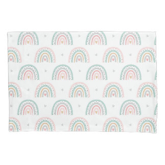 Funda De Cojín Patrón de arcoíris pastel con corazones