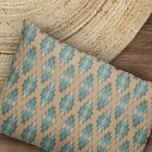 Funda De Cojín Patrón de arte tribal azul Verde azulado de Ochre