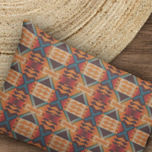 Funda De Cojín Patrón de arte tribal azul Verde azulado marrón