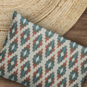 Funda De Cojín Patrón de arte tribal azul Verde azulado oscuro ro