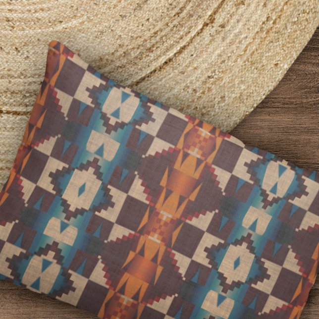 Funda De Cojín Patrón de arte tribal de Naranja azul Verde azulad (Subido por el creador)