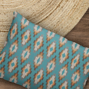 Funda De Cojín Patrón de arte tribal de Naranja Verde azulado azu