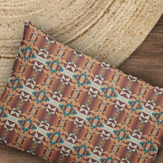 Funda De Cojín Patrón de arte tribal verde azul marrón Verde azul (Subido por el creador)