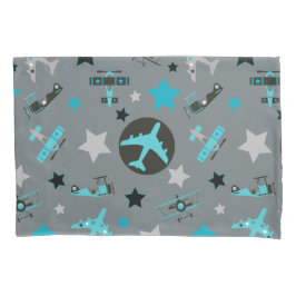 Funda De Cojín Patrón de aviones Gris Azul