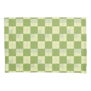 Funda De Cojín Patrón de Baldosas Cuadradas Verde y Crema