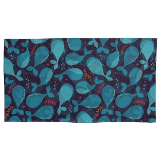 Funda De Cojín Patrón de ballena azul