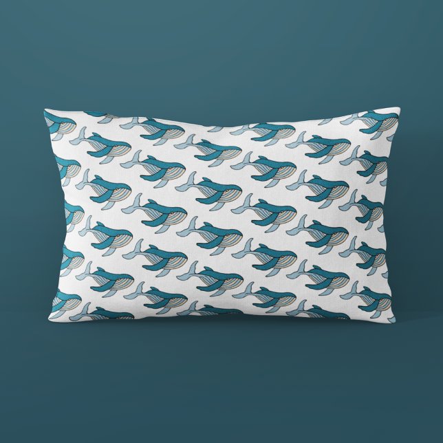 Funda De Cojín Patrón de ballena de océano azul (Subido por el creador)